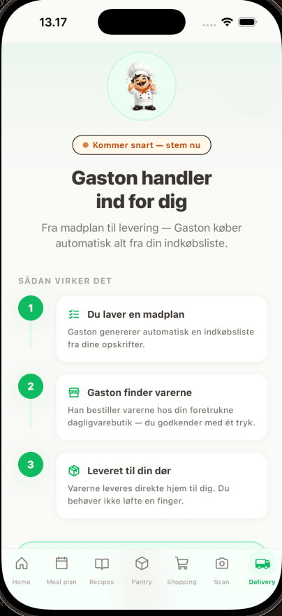 Delivery screen in the Gaston app