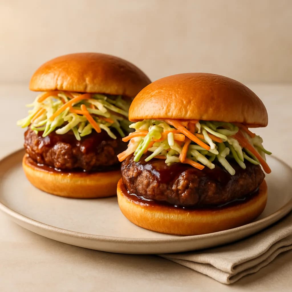 BBQ Beef Burgers with Apple Slaw