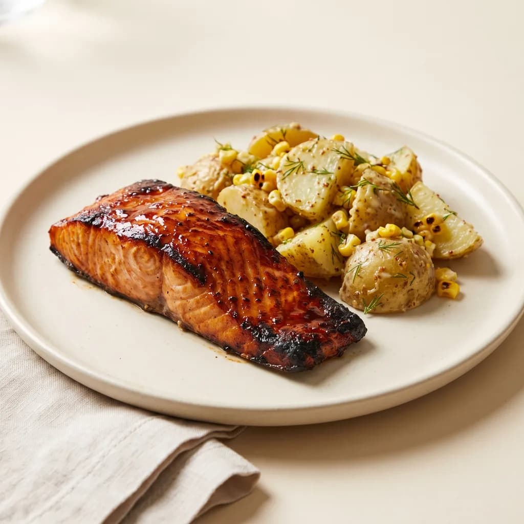BBQ-Glazed Salmon with Potato Salad