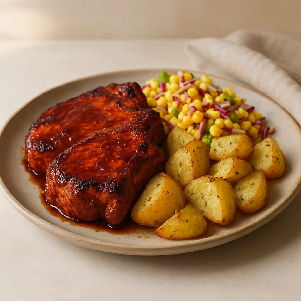 BBQ Pork Chops with Corn Slaw