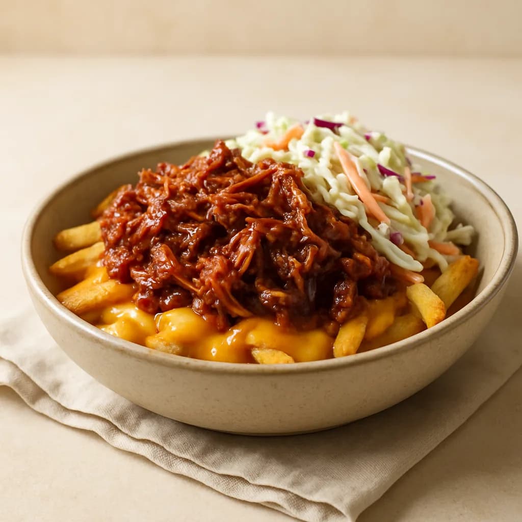 BBQ Pulled Pork Bowl with Cheesy Fries