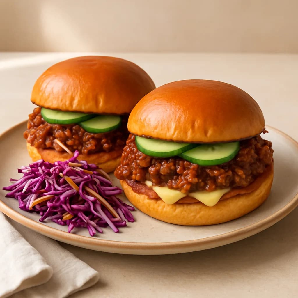 BBQ Sloppy Joes with Gouda & Cabbage Slaw
