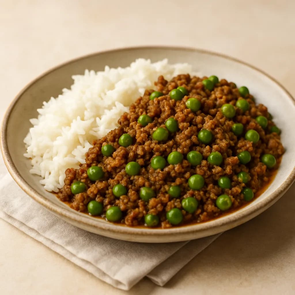 Beef Keema with Peas and Rice