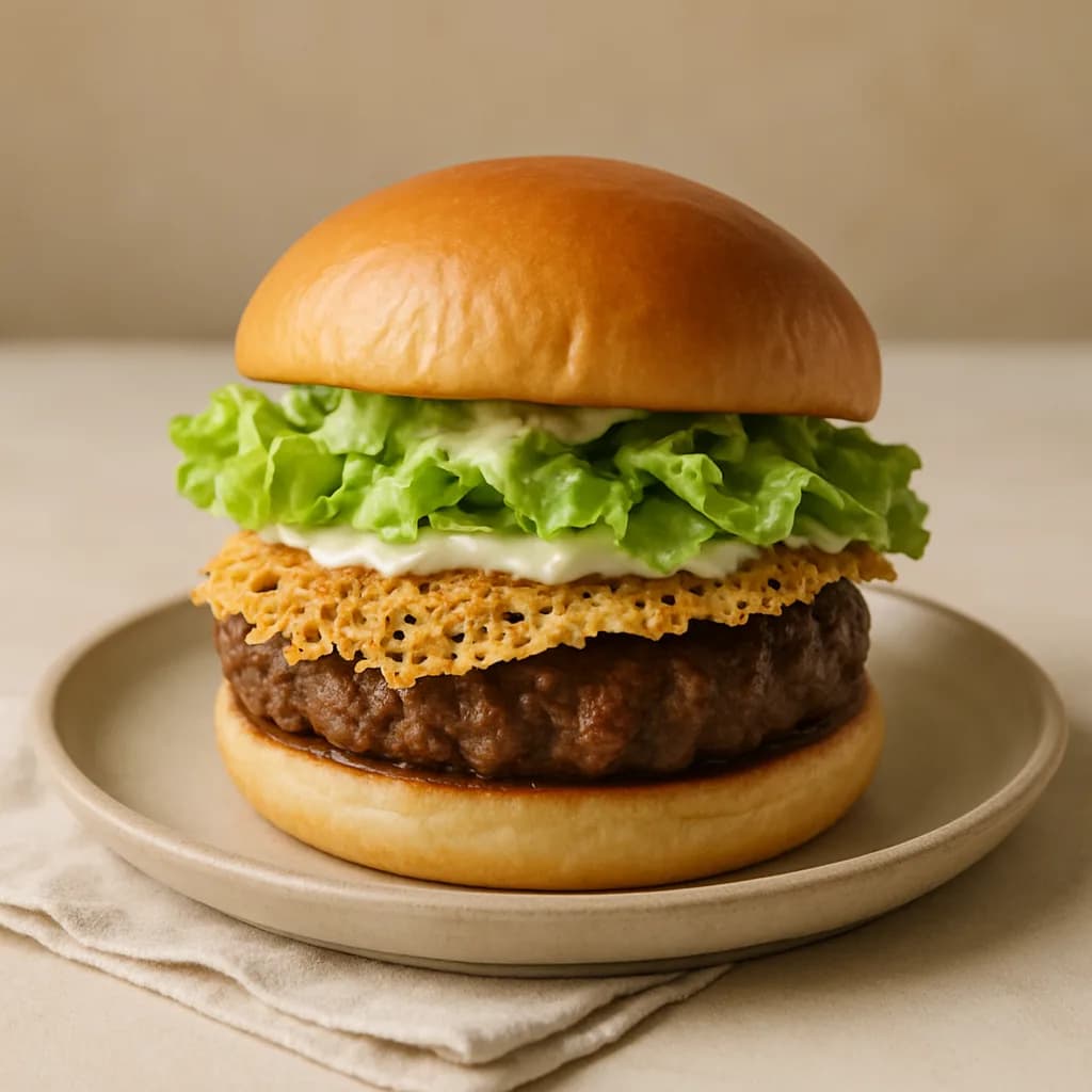 Caesar Burger with Crispy Cheese