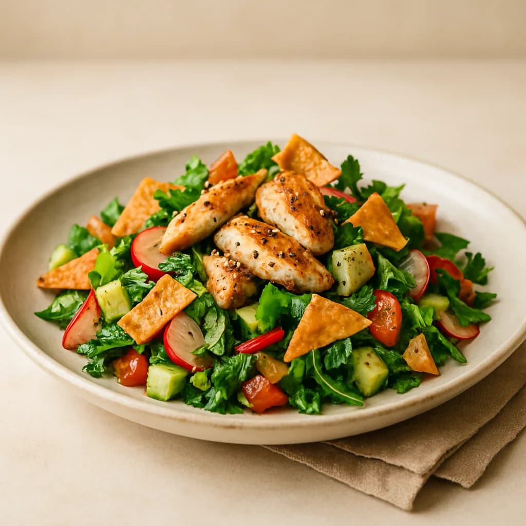 Chicken Fattoush with Crisp Pita