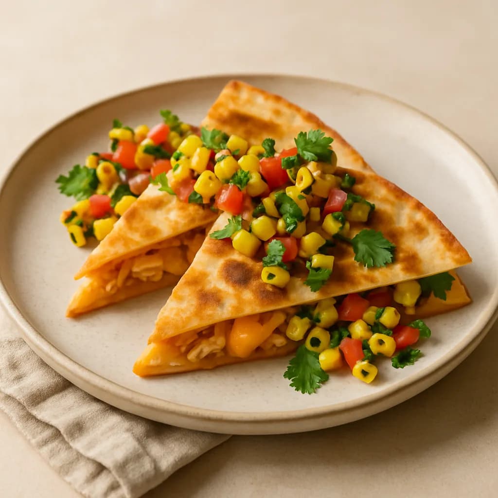 Chicken Quesadillas with Charred Corn Salsa