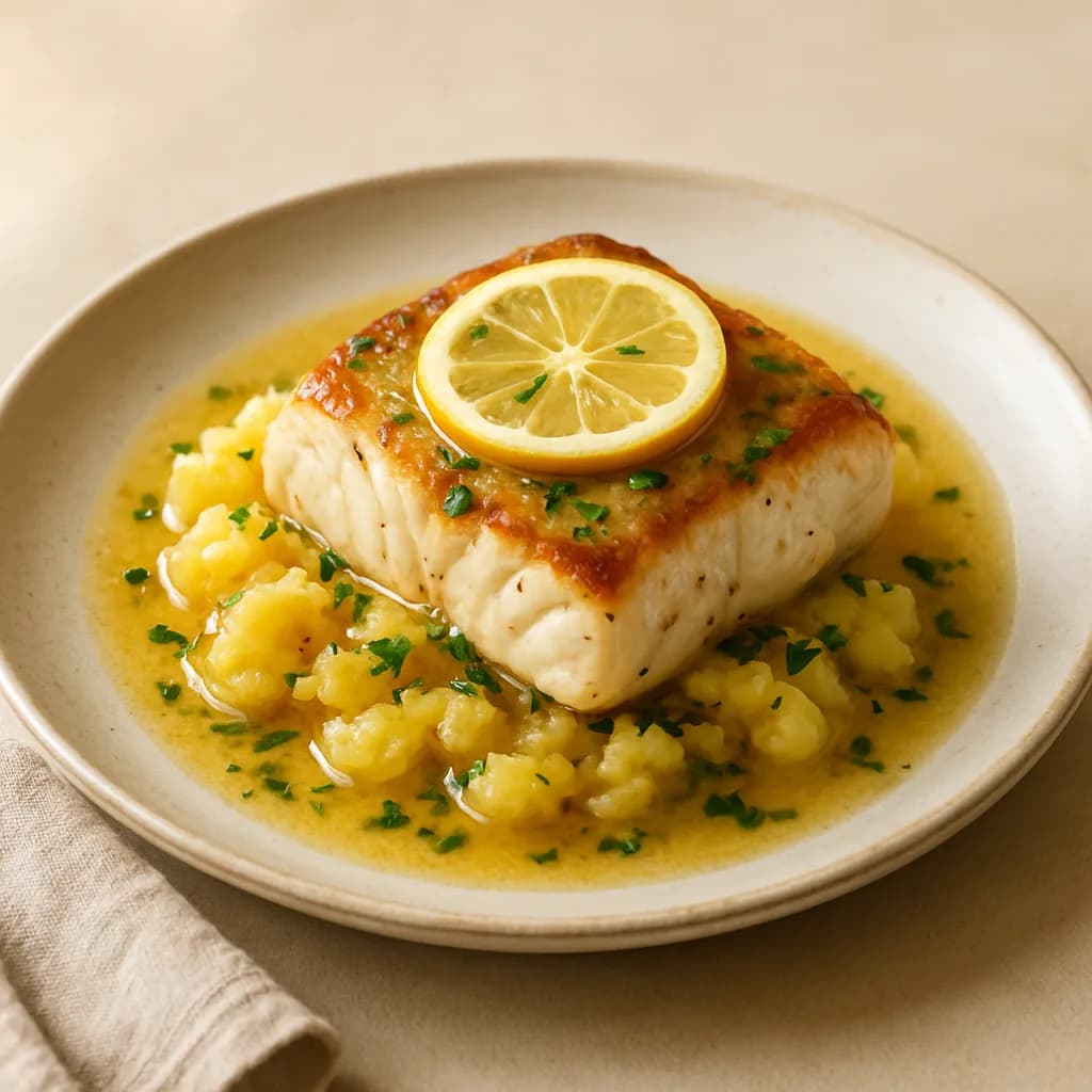 Cod in Lemon-Butter with Crushed Potatoes