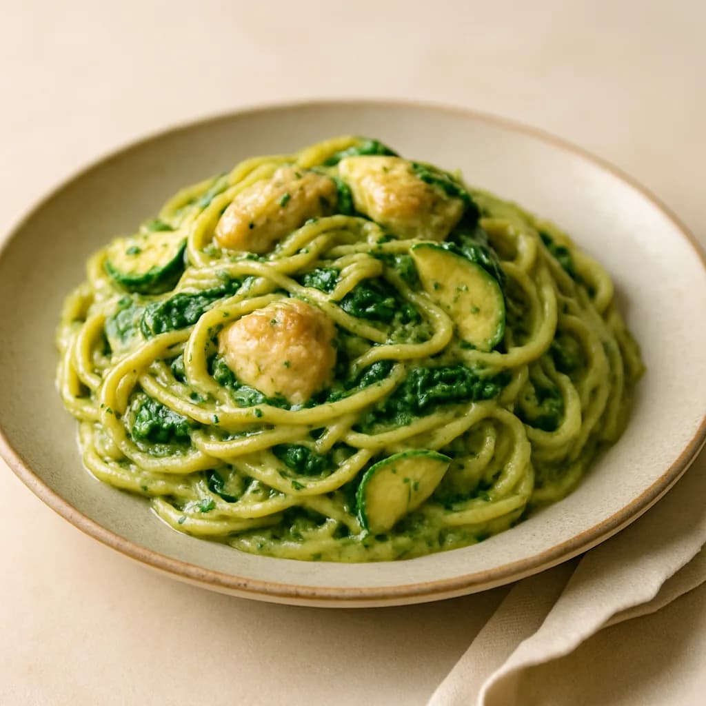 Creamy Pesto Chicken Spaghetti