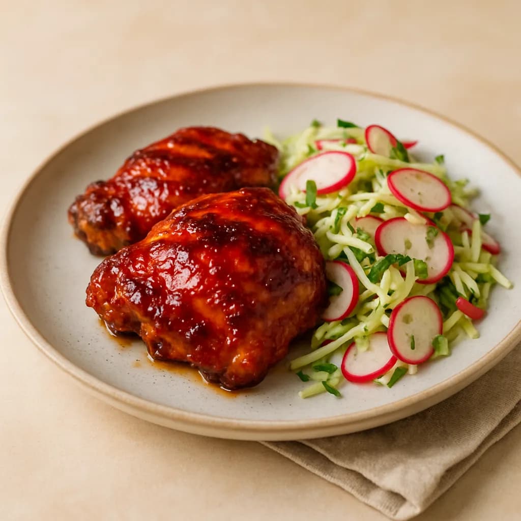 Crispy BBQ Chicken with Radish Slaw