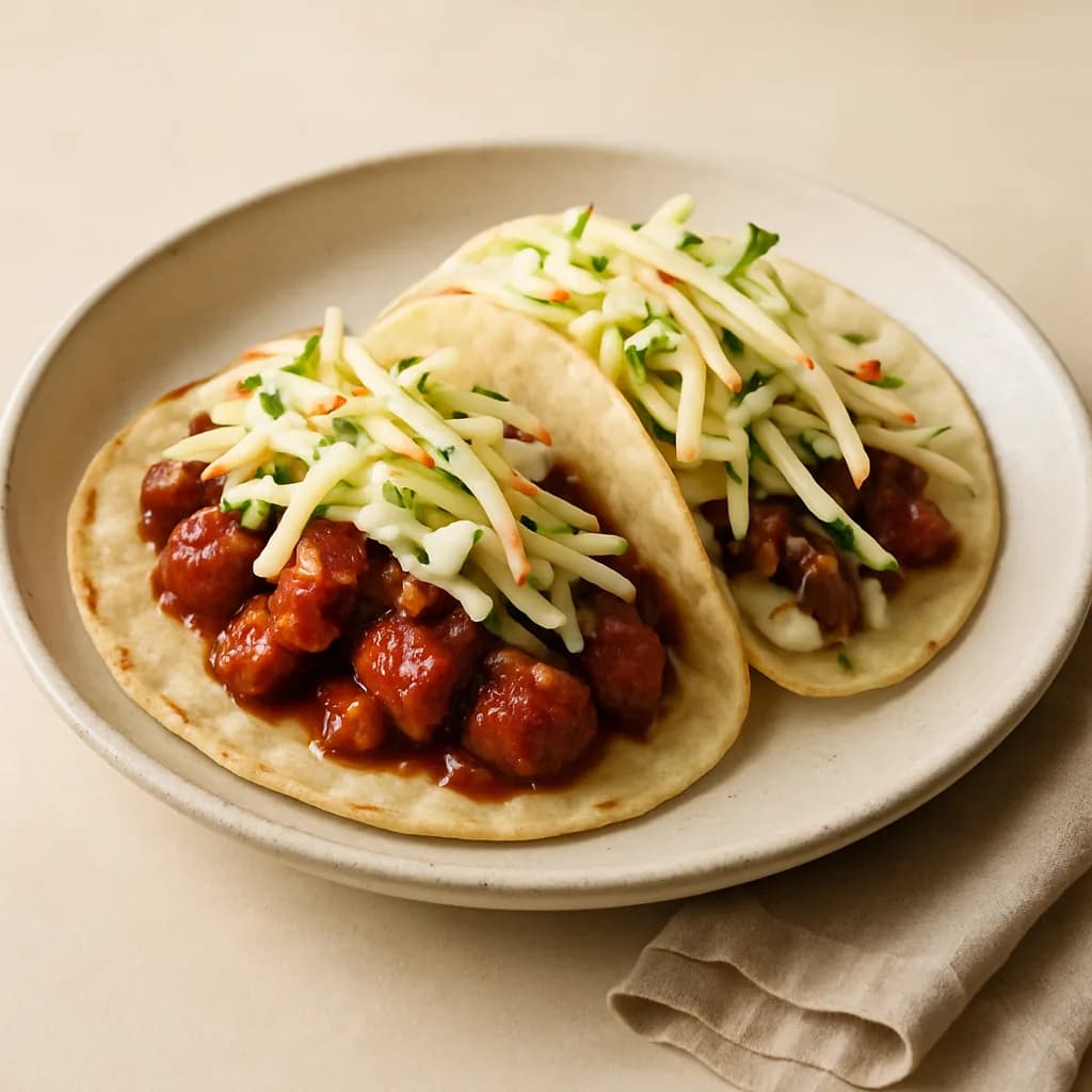 Glazed Pork Tacos with Apple Slaw