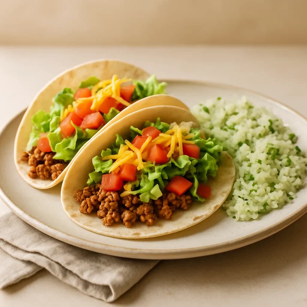 Ground Beef Tacos with Cilantro-Lime Rice