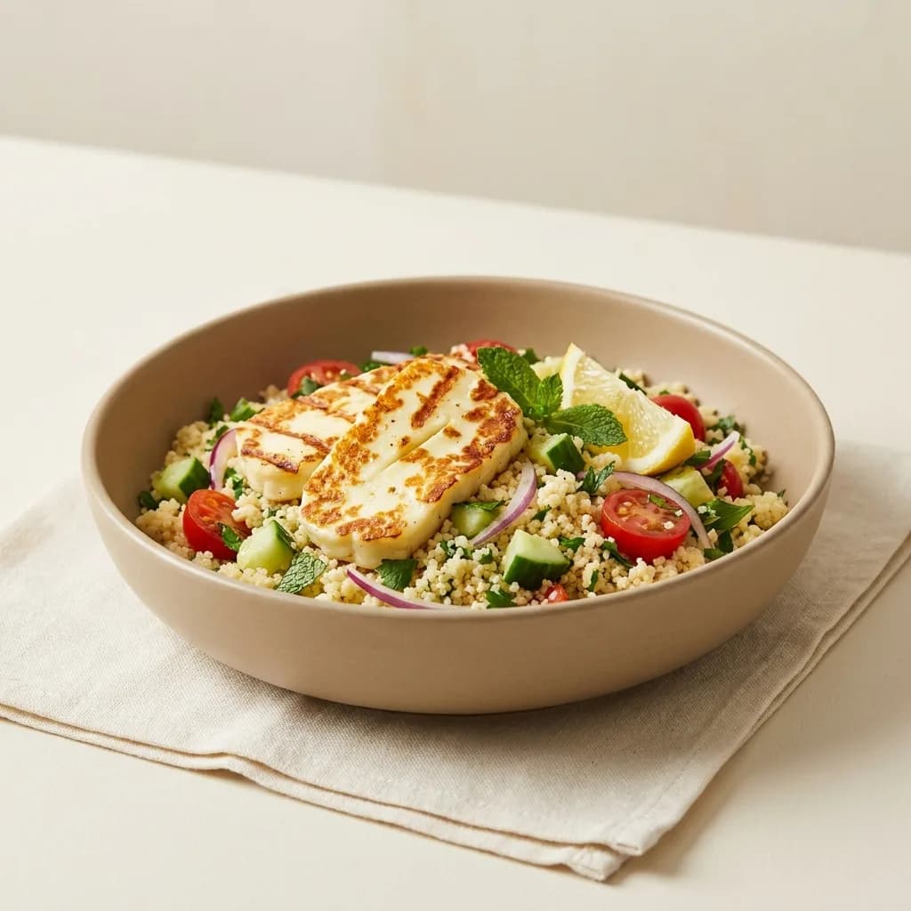 Sprød halloumi med citroncouscous