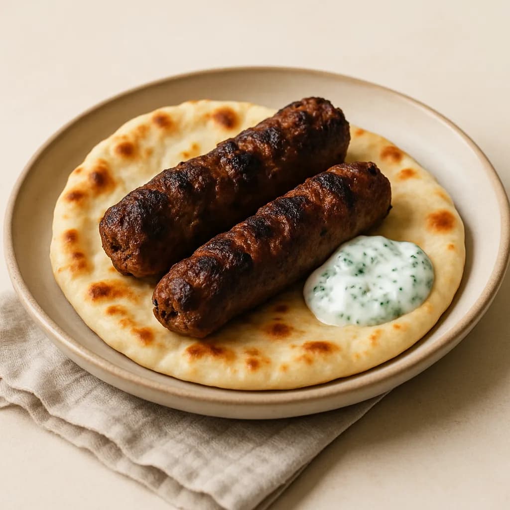 Lamb Seekh Kebabs with Naan