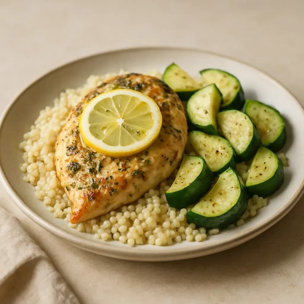 Lemon-Herb Chicken with Couscous and Zucchini