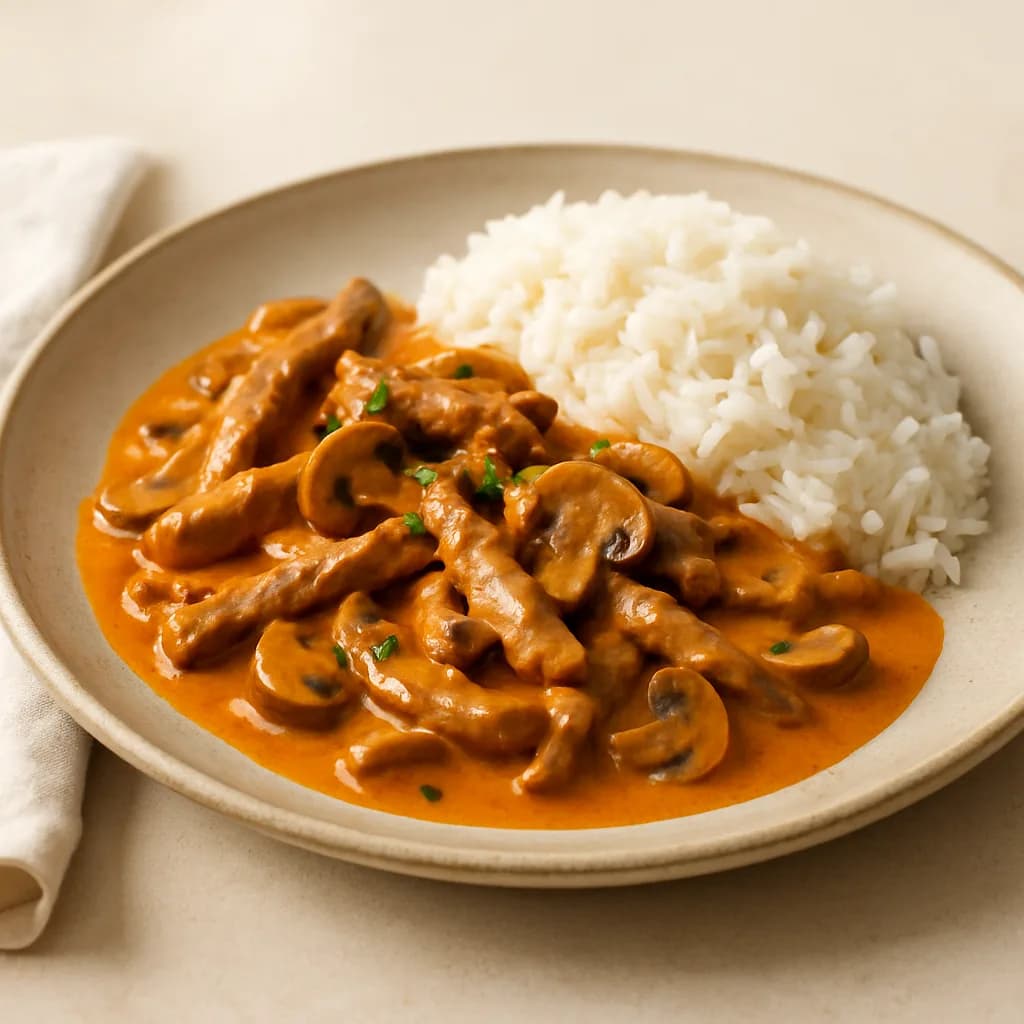 Nordic Beef Stroganoff with Rice