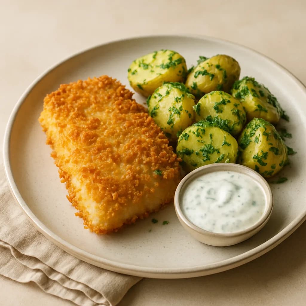 Panko Fish with Ranch and Parsley Potatoes