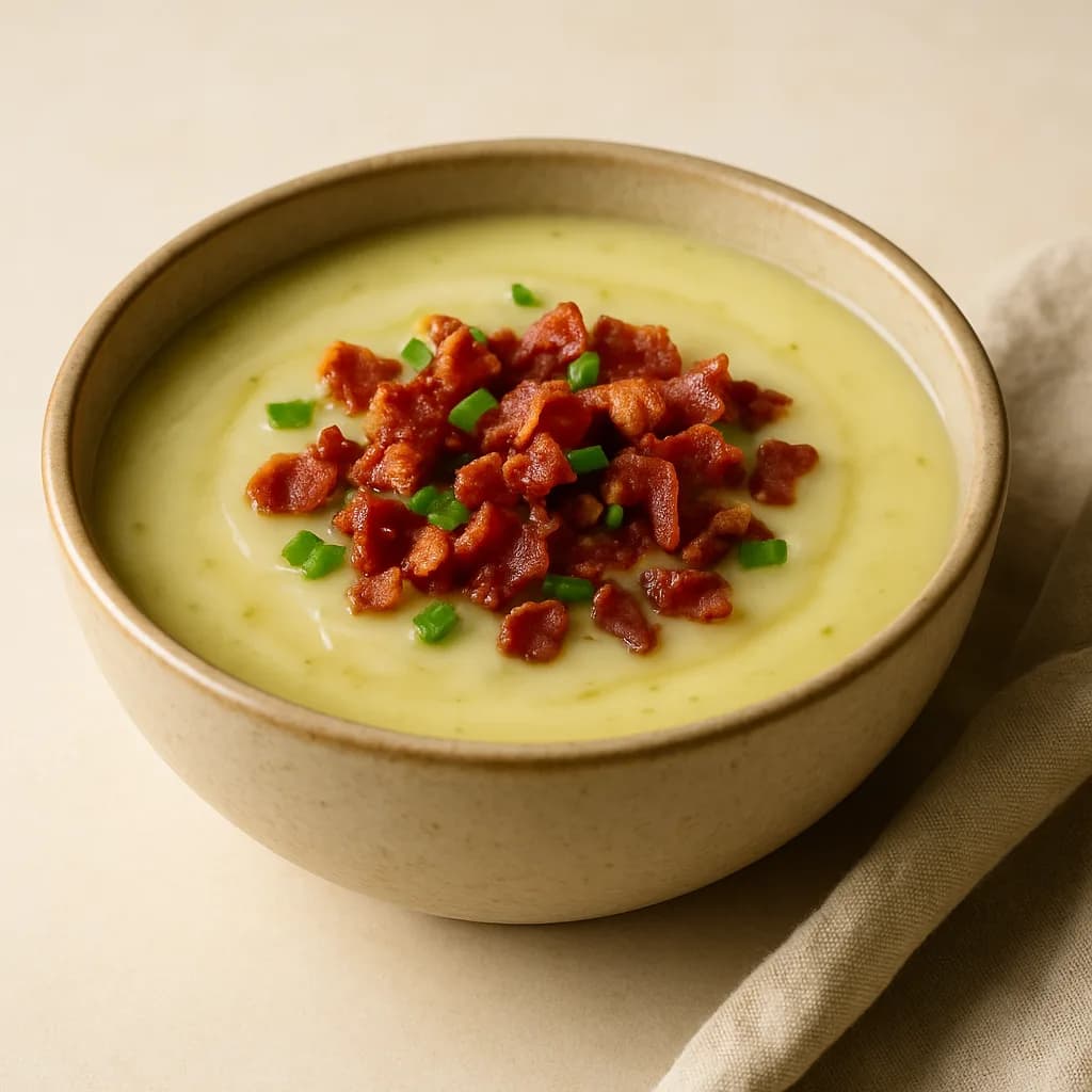 Potato-Leek Soup with Crispy Bacon