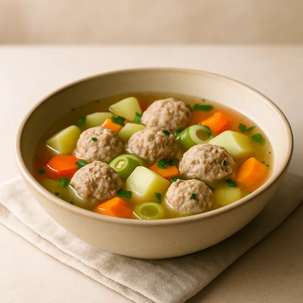 Root Vegetable and Meatball Soup