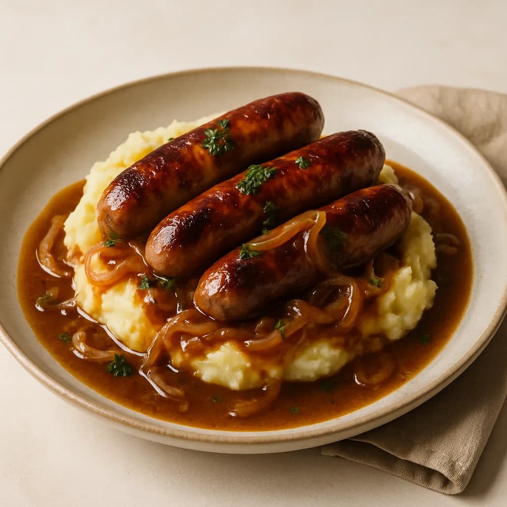 Baked Sausages in Onion Gravy