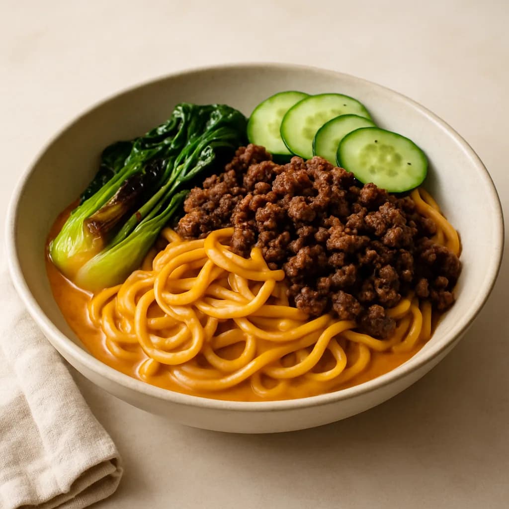 Singapore-Style Beef Noodles with Sweet Potato Curry Sauce