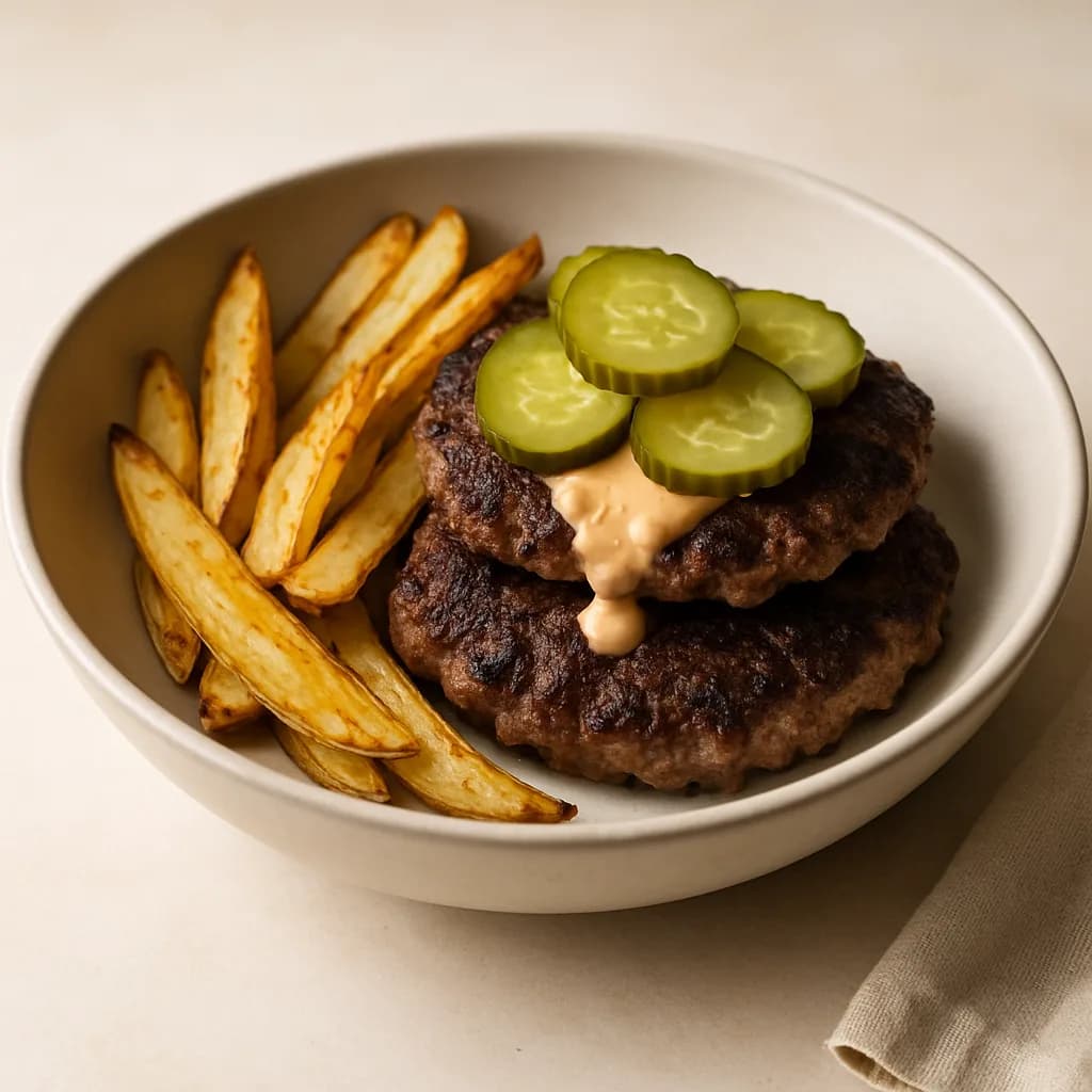 Smash Burger Bowls with Roasted Fries