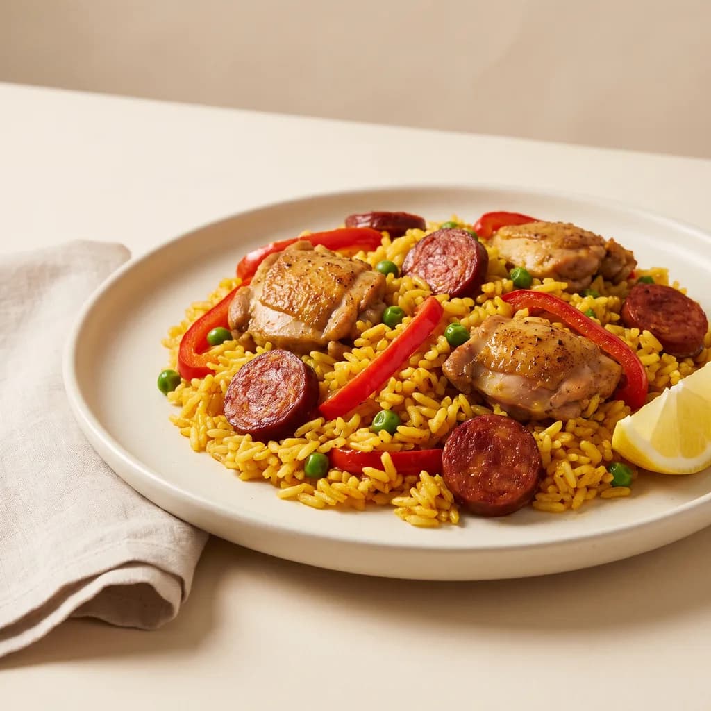 Spansk kylling med chorizo og ris