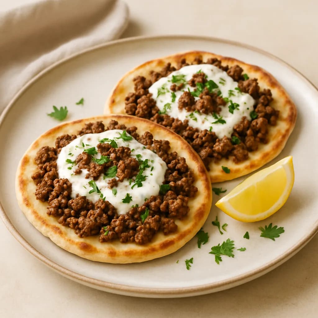 Spiced Beef Flatbreads with Yogurt