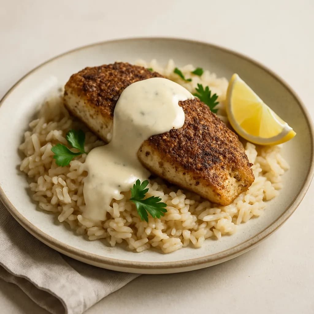Spiced Fish with Rice and Tahini