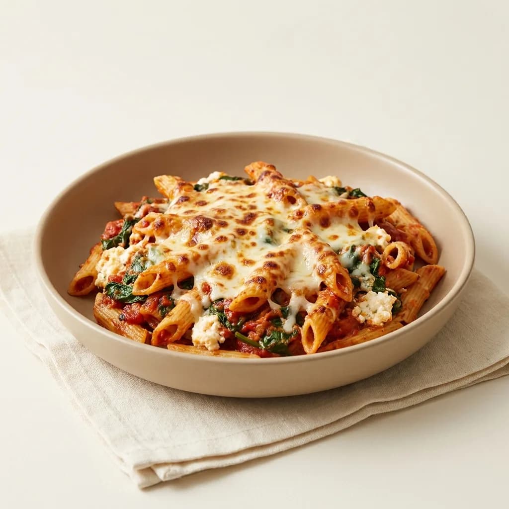 Pastagratin med spinat og ricotta