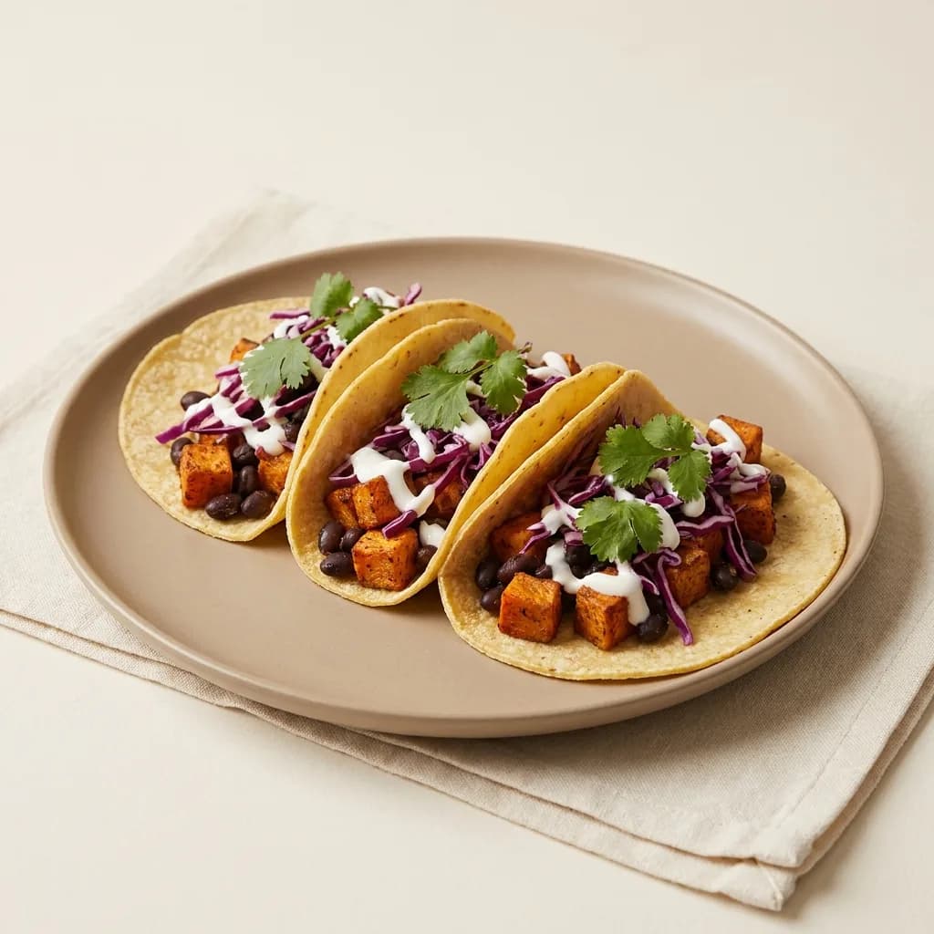 Tacos med sød kartoffel og sorte bønner