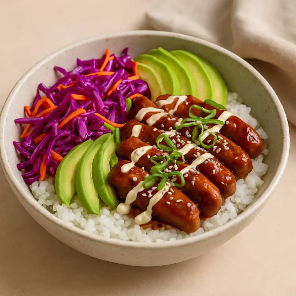 Japanese Teriyaki Pork Bowls with Red Cabbage Slaw