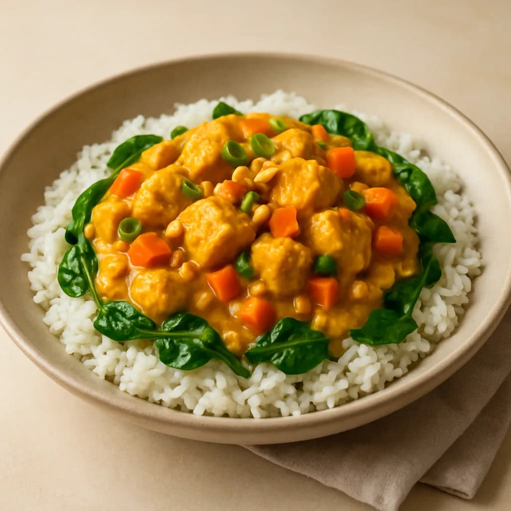 Thai Yellow Chicken Curry with Jasmine Rice & Peanuts
