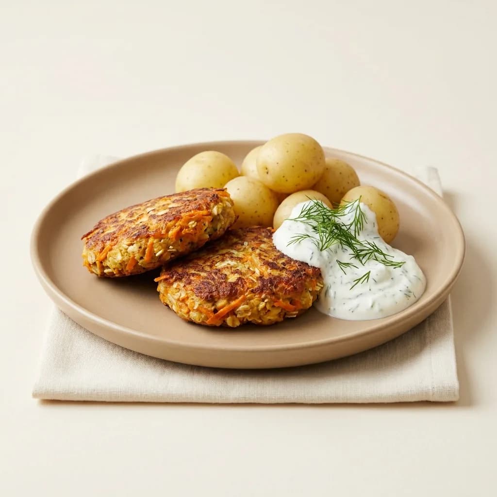 Grøntsagsfrikadeller med kartofler